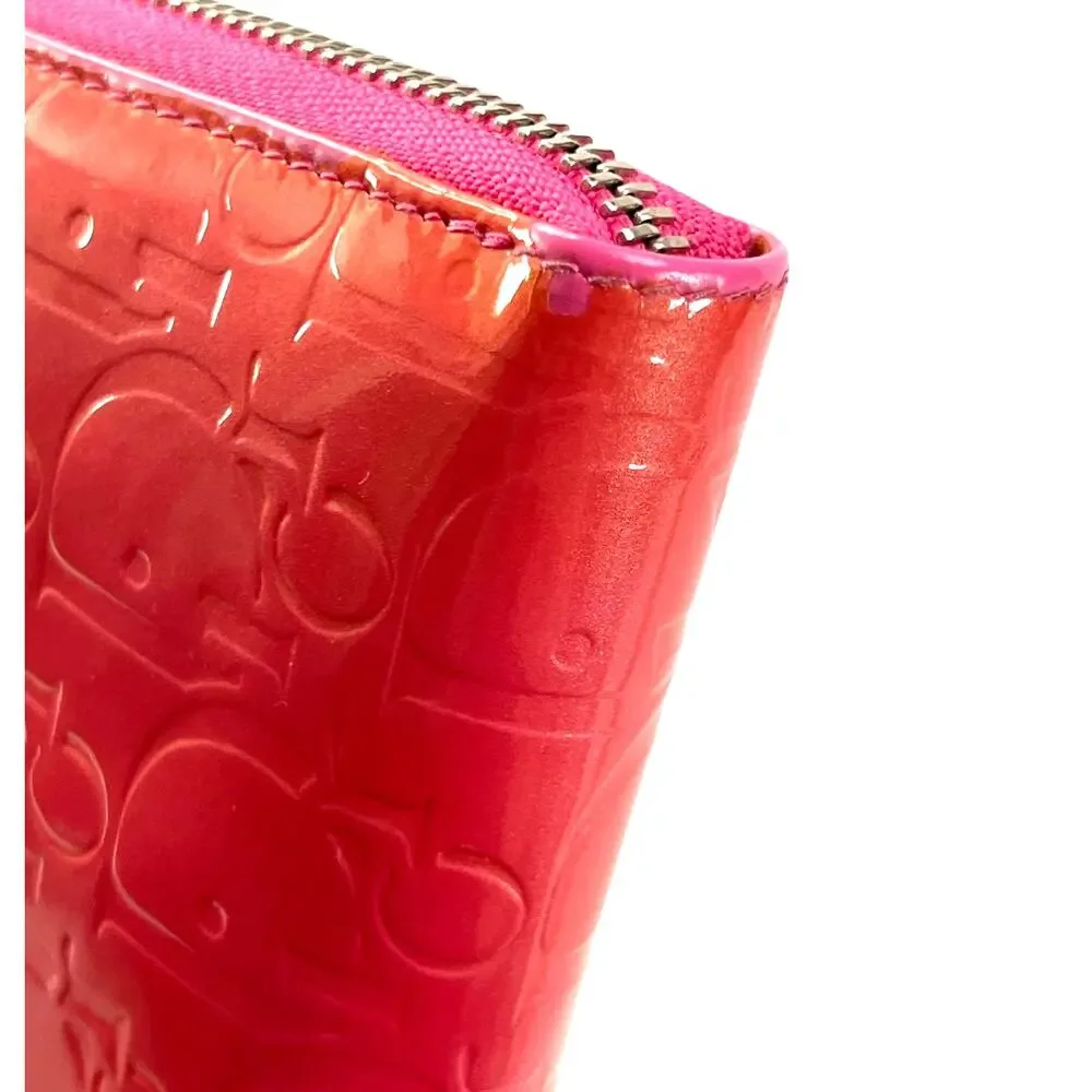 Christian Dior Pink Patent Leather Diorissimo Monogram Zip Around Wallet Italy